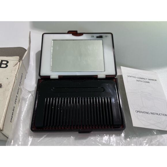 Vintage Saravel Lighted Makeup Mirror With Comb Original Box Hong Kong - Picture 4 of 6